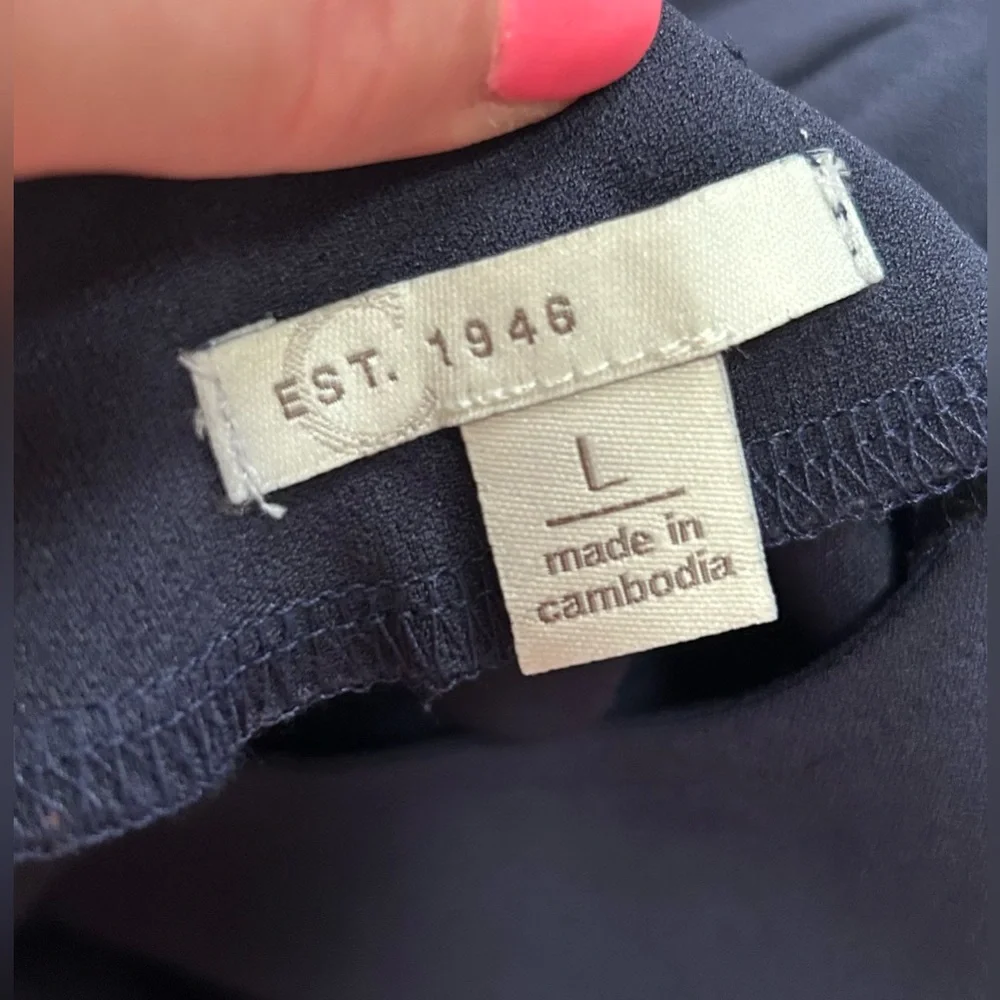 EST 1946 Navy Blue V‎ Neck Bell Sleeve Shift Dress Women's Size L